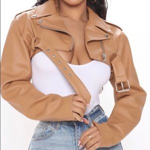NWT - Walk on any crop faux leather jacket XS